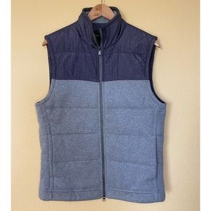 Banana Republic Grey Colorblock Quilted Full Zip Puffer Vest | Men's Size M